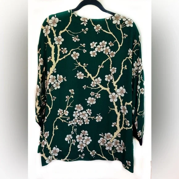 Woman’s Dark Green Floral Print Tunic by Warm - Large - Picture 2 of 5